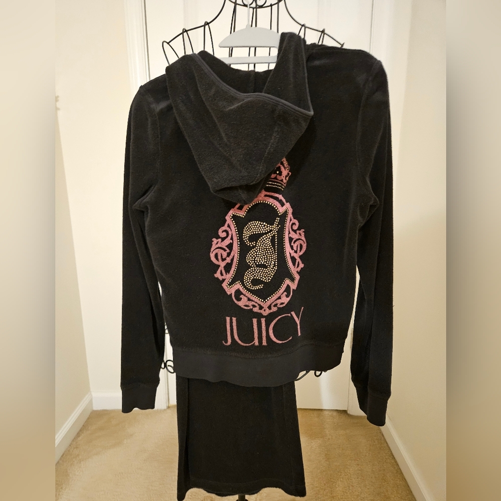 Juicy Couture Black Velour Jacket with Pink Label